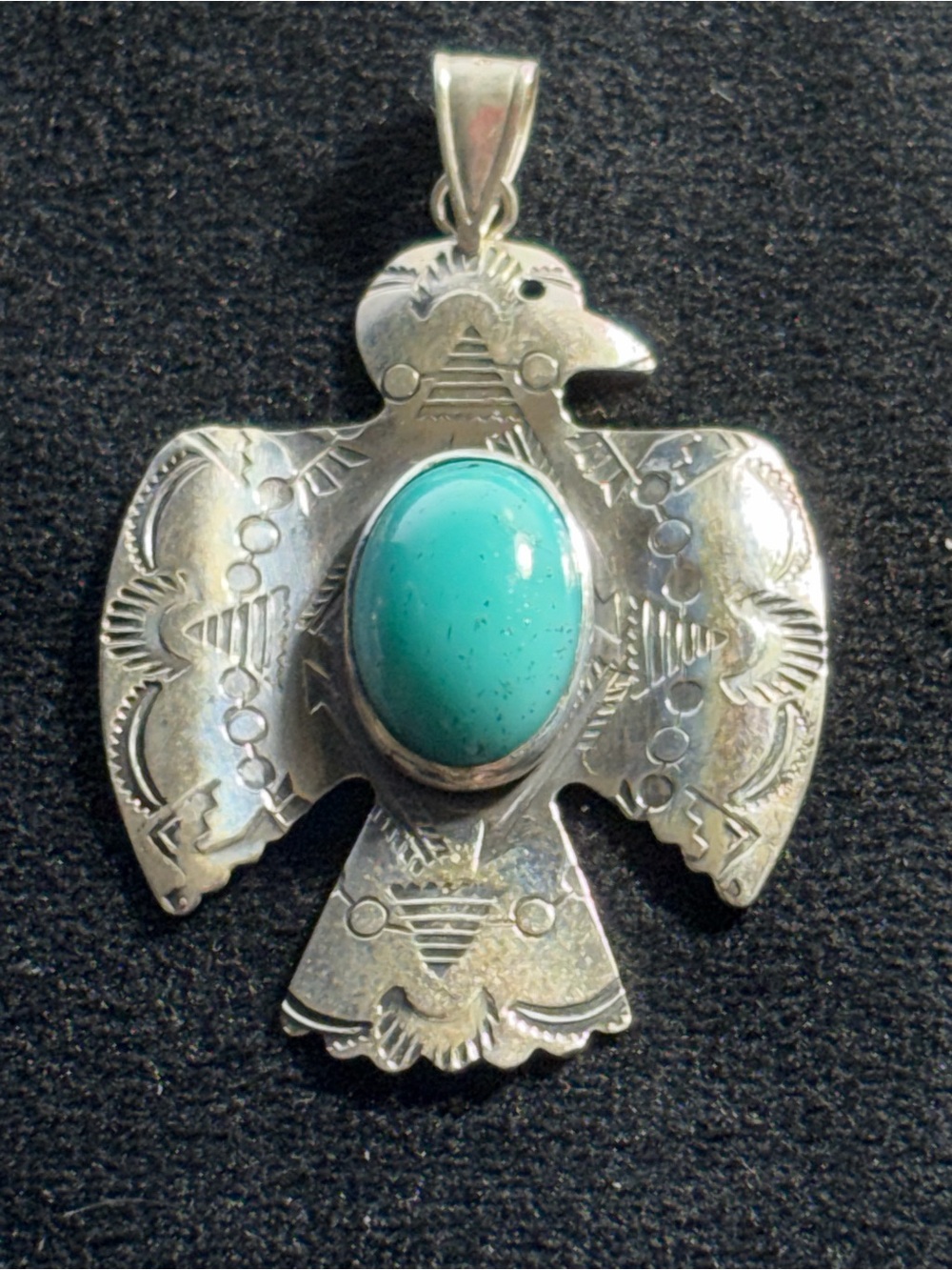 Sterling Silver Eagle Oval Turquoise Pendant